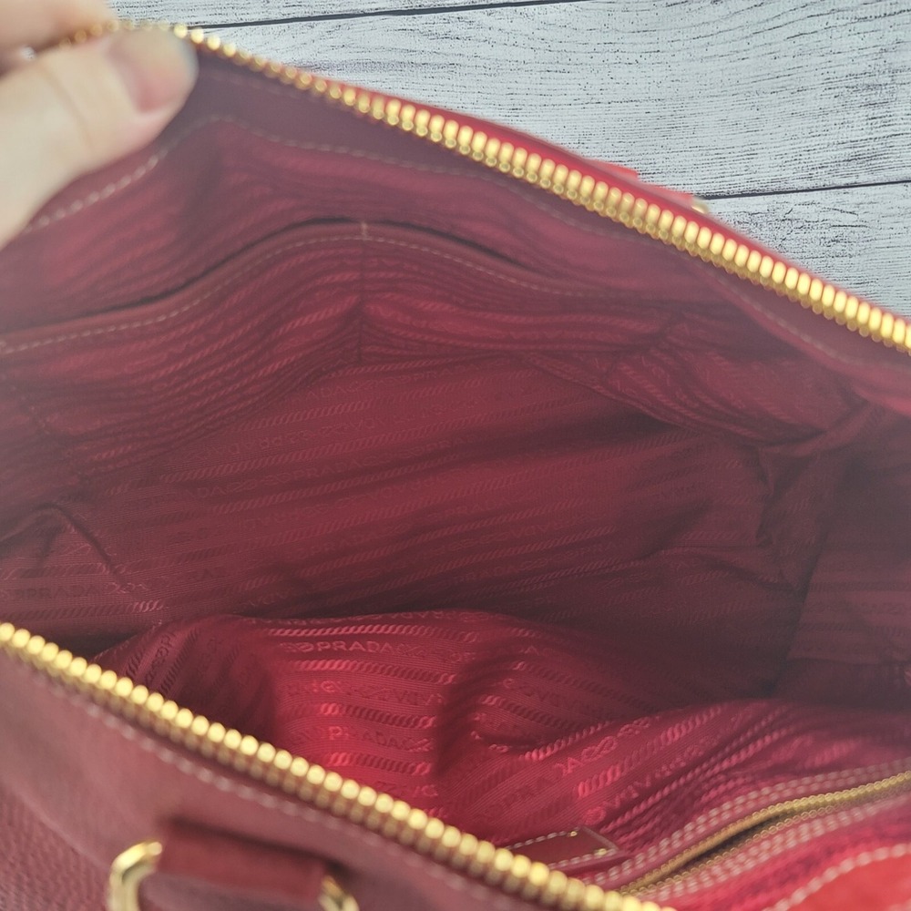 PRADA Vitello Daino Leather Shoulder Bag Red BL0778 - Picture 11 of 12